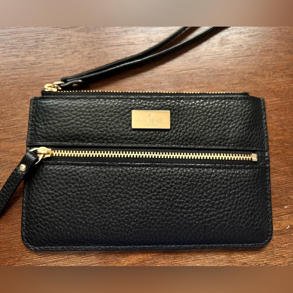 Kate Spade Black Pebbled Leather Wristlet